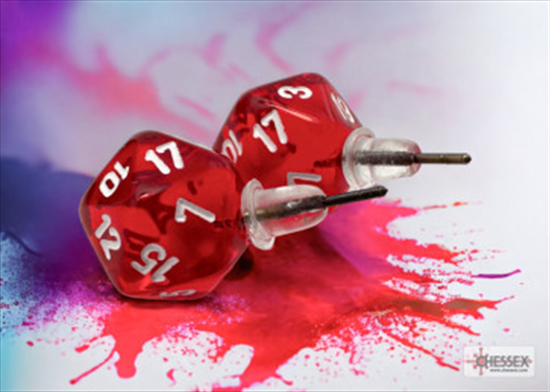 Chessex Earrings Mini d20 Pair Translucent Red (Stud)/Product Detail/Apparel
