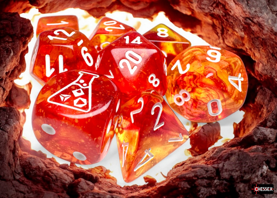 Chessex Lab Dice Polyhedral 7-Dice Set Nebula Molten/white Luminary (with bonus die)/Product Detail/Dice Games