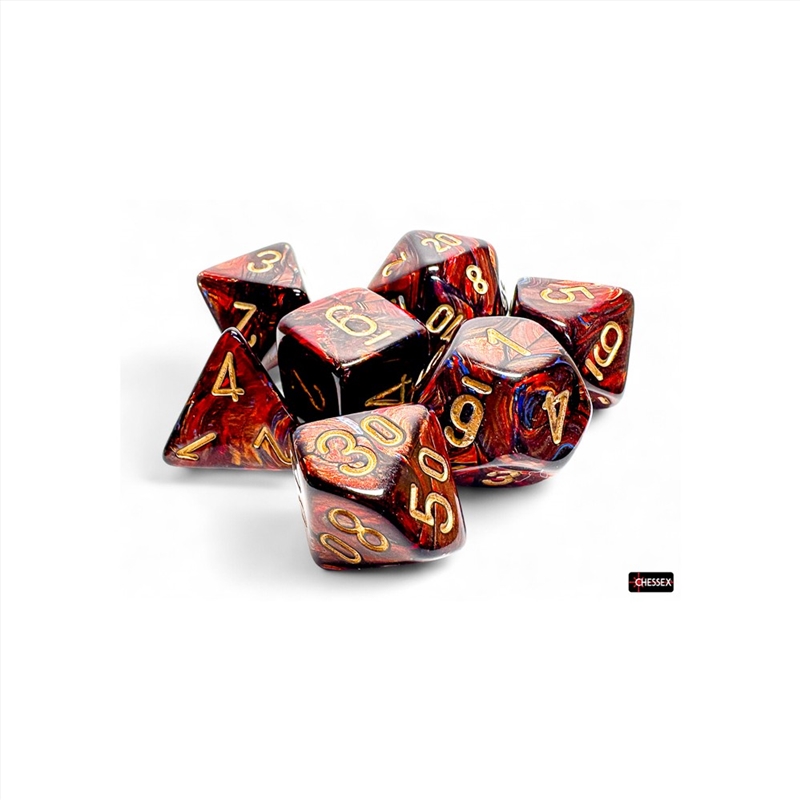 Chessex Scarab Mega-hedral Blue Blood/Gold 7-Die Set/Product Detail/Dice Games