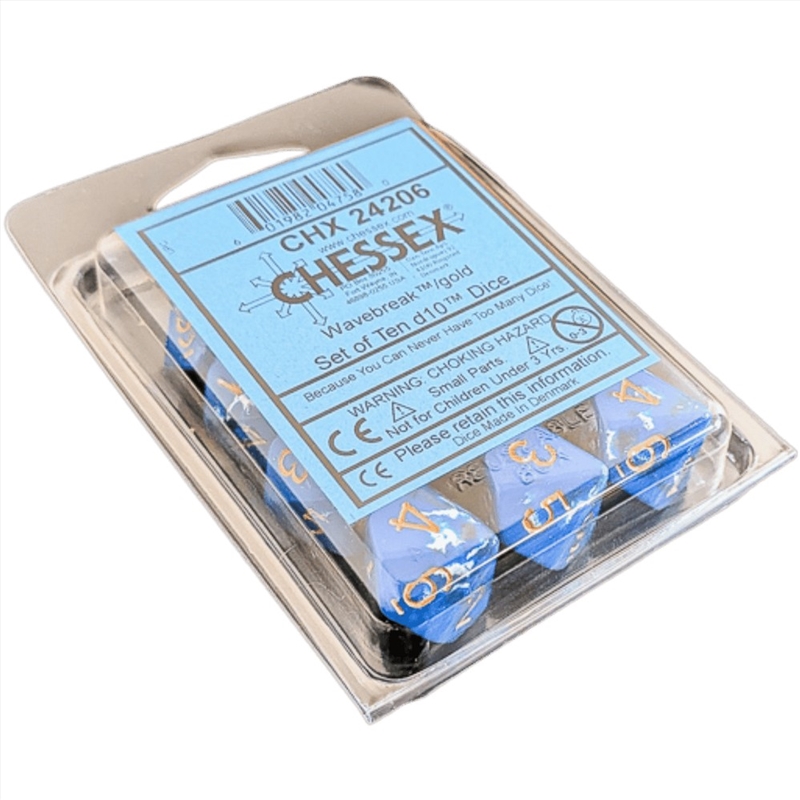 Chessex: Brush Wavebreak/Gold Set of Ten D10s/Product Detail/Dice Games