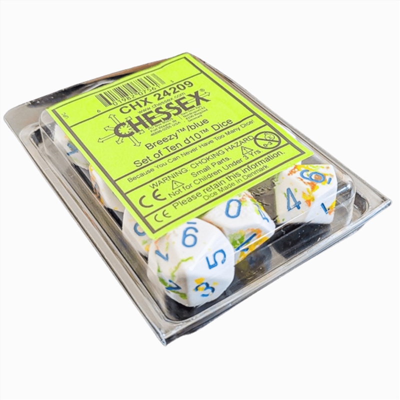 Chessex: Brush Breezy/Blue Set of Ten D10s/Product Detail/Dice Games