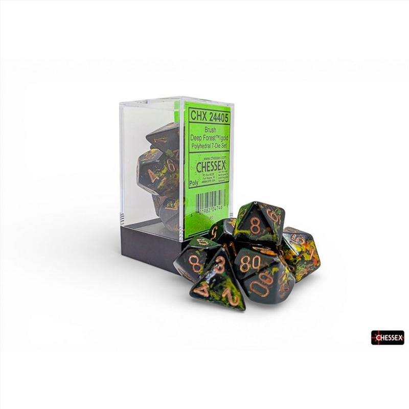 Chessex: Brush Polyhedral Deep Forest/Gold 7-Die Set/Product Detail/Dice Games