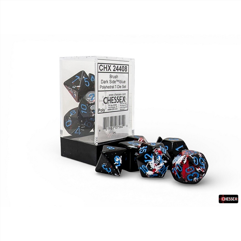 Chessex: Brush Polyhedral Dark Side/Blue 7-Die Set/Product Detail/Dice Games