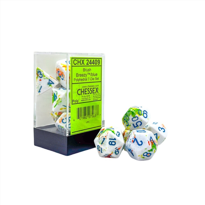 Chessex: Brush Polyhedral Breezy/Blue 7-Die Set/Product Detail/Dice Games