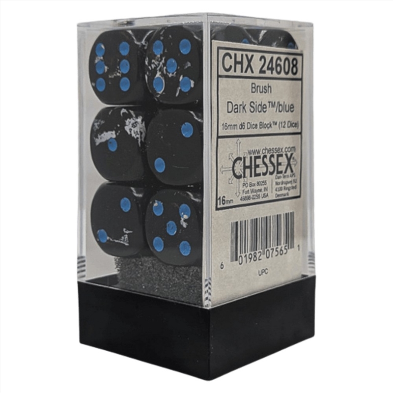 Chessex: Brush Dark Side/Blue 16mm D6 Dice Block (12 Dice)/Product Detail/Dice Games