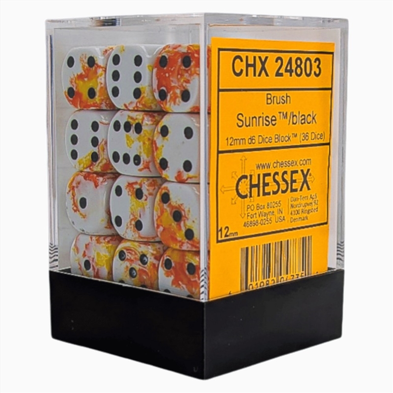 Chessex: Brush Sunrise/Black 12mm D6 Dice Block (36 Dice)/Product Detail/Dice Games