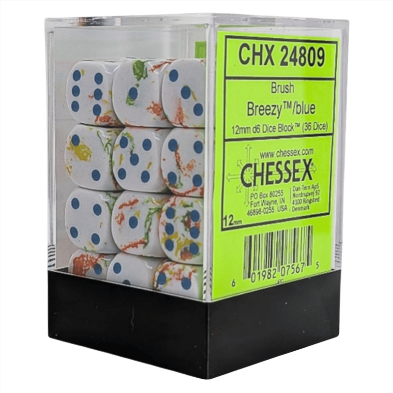Chessex: Brush Breezy/Blue 12mm D6 Dice Block (36 Dice)/Product Detail/Dice Games