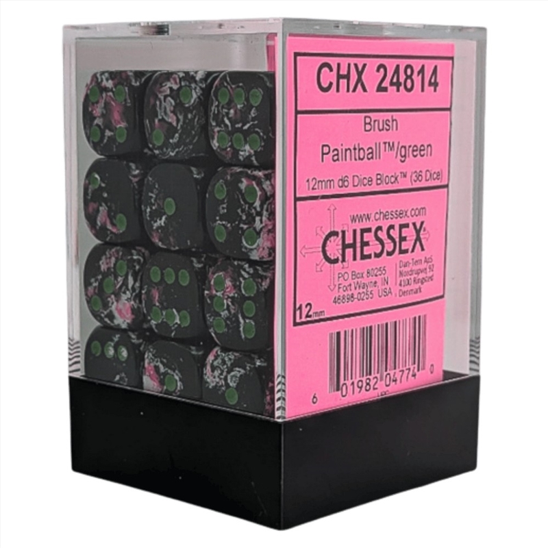 Chessex: Brush Paintball/Green 12mm D6 Dice Block (36 Dice)/Product Detail/Dice Games