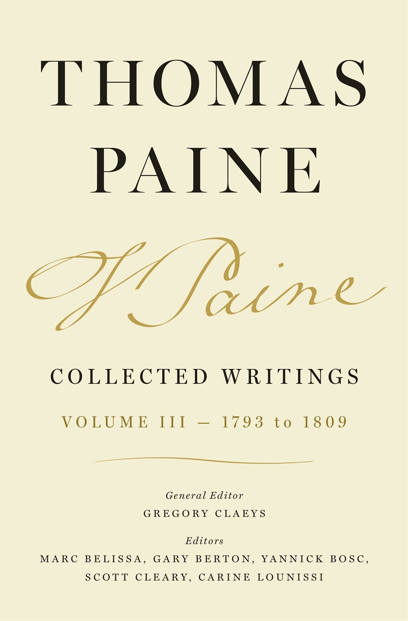 Thomas Paine Collected Writings, Volume 3/Product Detail/History