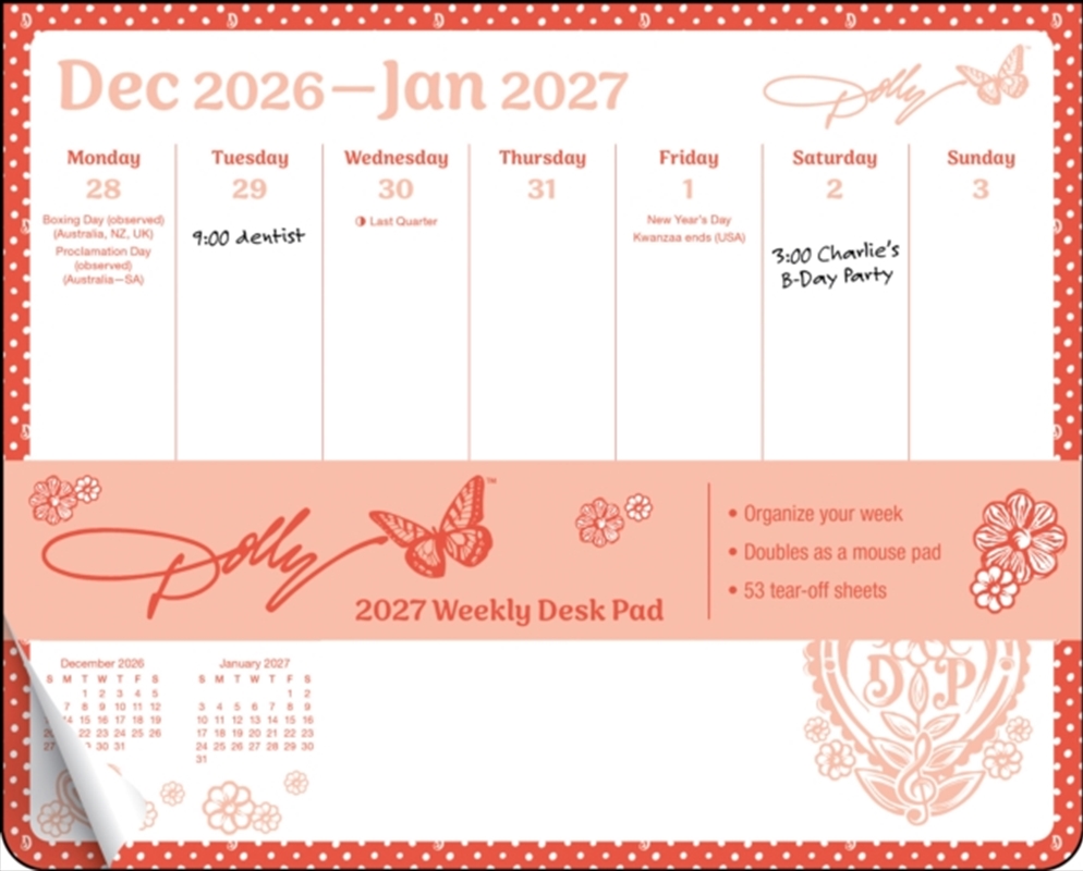Dolly Parton 2027 Weekly Desk Pad Calendar/Product Detail/Calendars & Diaries