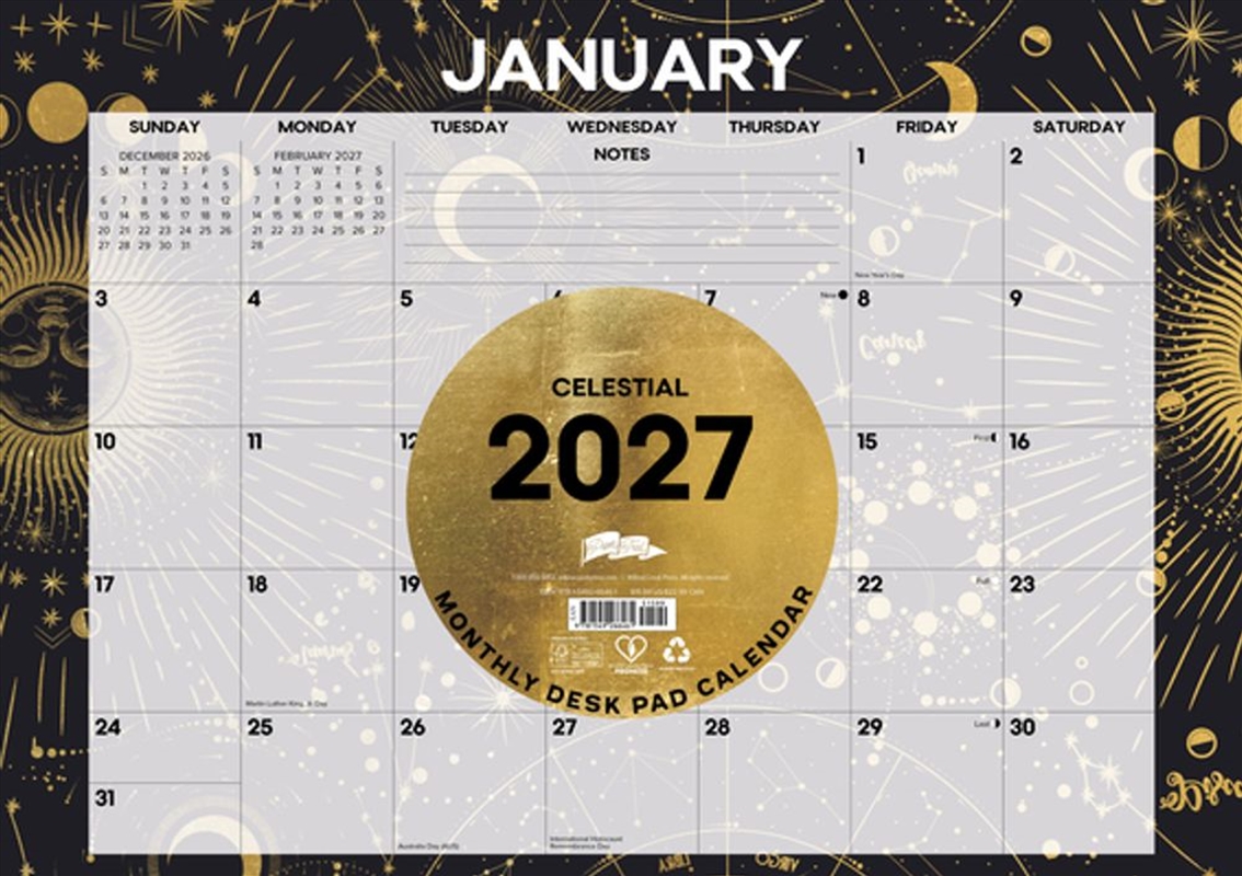 Celestial 2027 17" x 12" Monthly Deskpad/Product Detail/Calendars & Diaries