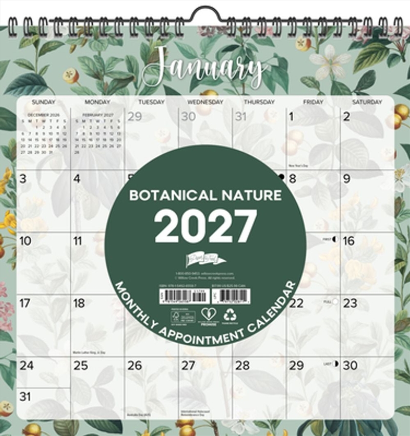 Botanical Nature 2027 12" x 12" Spiral Wall Calendar/Product Detail/Calendars & Diaries