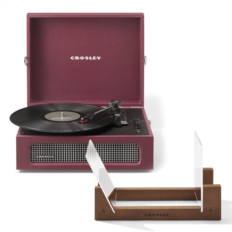 Crosley Voyager Bluetooth Portable Turntable + Bundled Crosley Record Storage Display Stand - Burgun/Product Detail/Turntables
