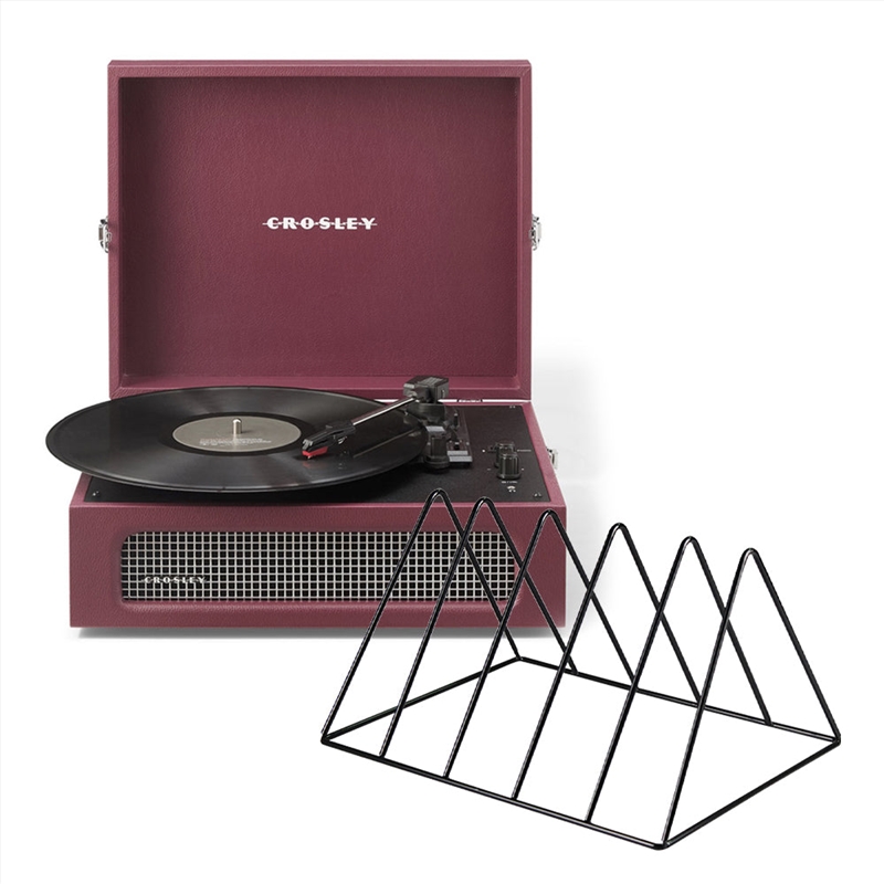 Crosley Voyager Bluetooth Portable Turntable + Gadhouse Vinyl Rack Bundle - Burgundy/Product Detail/Turntables