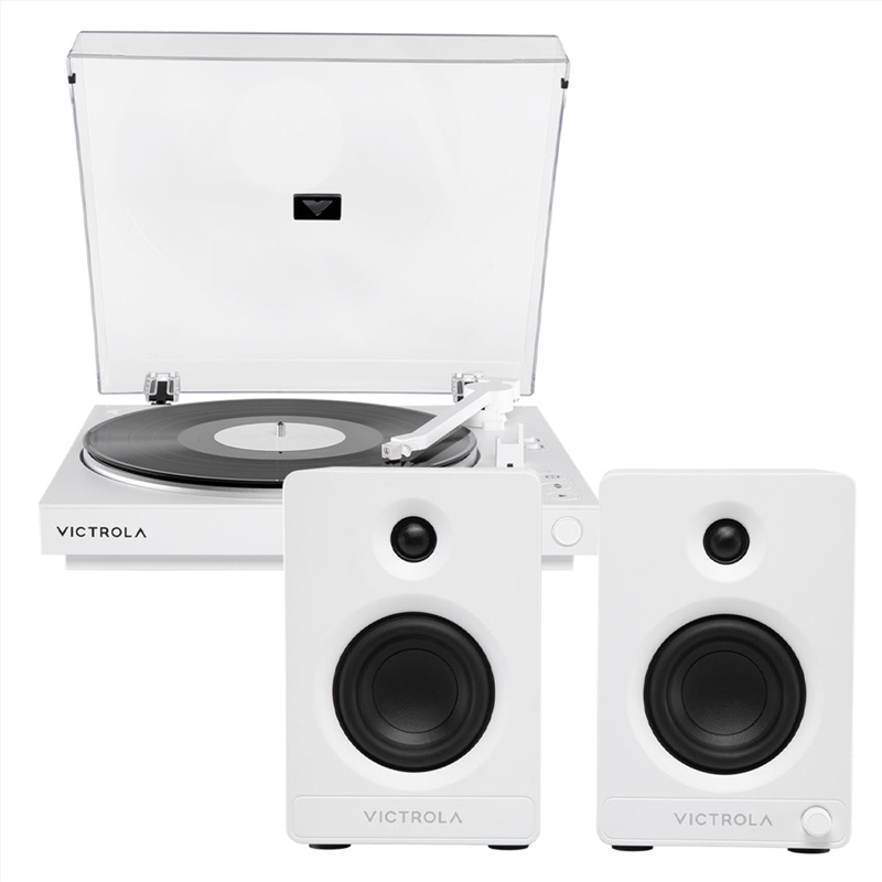 Victrola Automatic Turntable + Victrola Tempo Bookshelf Speakers Bundle - White/Product Detail/Turntables