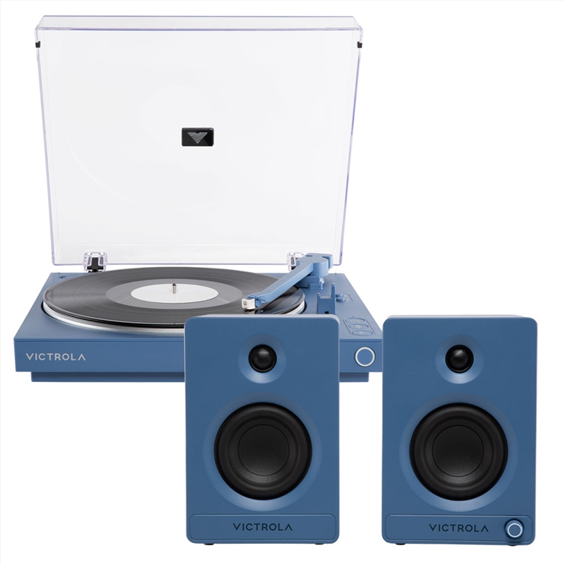 Victrola Automatic Turntable + Victrola Tempo Bookshelf Speakers Bundle - Blue/Product Detail/Turntables