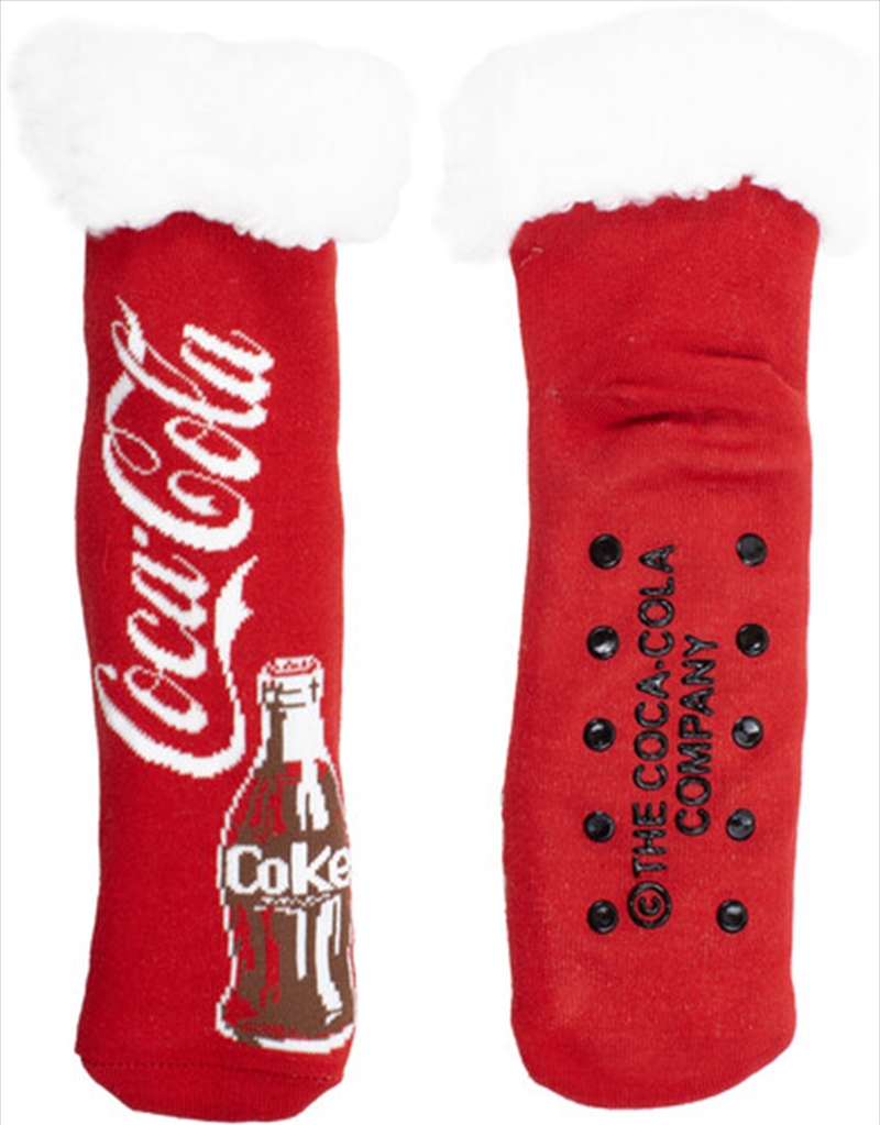 Coca Cola - Vintage Bottle - Fuzzy Women's Sherpa Non-Slip Grippers/Product Detail/Footwear