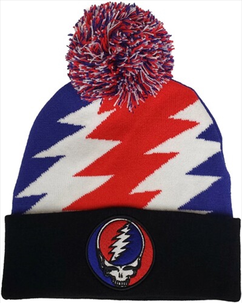 Grateful Dead - Steal Your Face Patch - Knit Pom Hat - Jacquard Lighting Bolt Red/White/Blue/Black/Product Detail/Caps & Hats