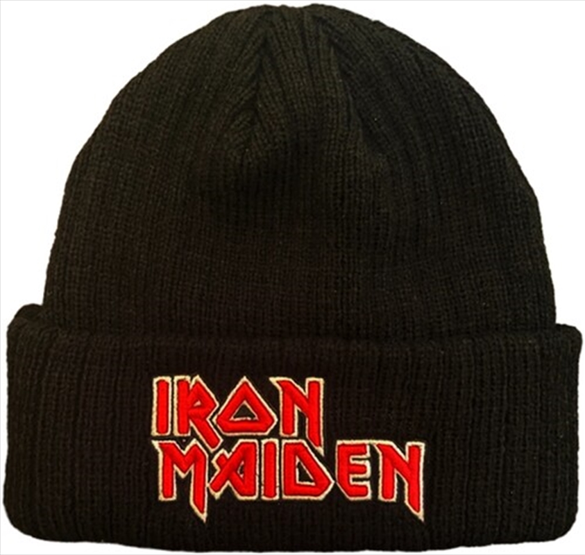 Iron Maiden - Embroidered Logo - Acrylic Knit Hat - Black/Product Detail/Caps & Hats