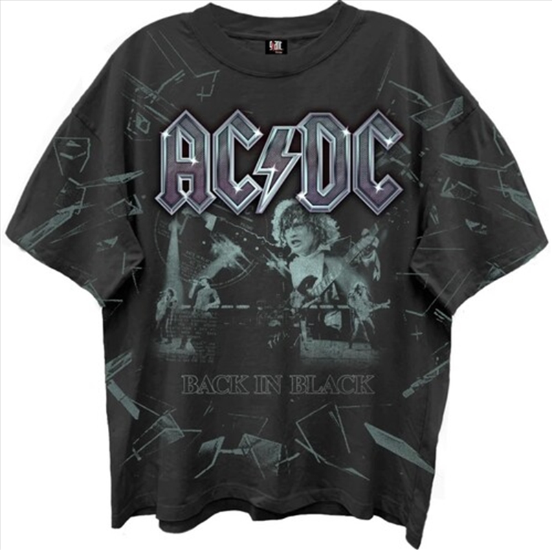 AC/DC - Back In Black Shattered Glass All Over - Giant Vintage - T-shirt - Medium -Black/Product Detail/Shirts