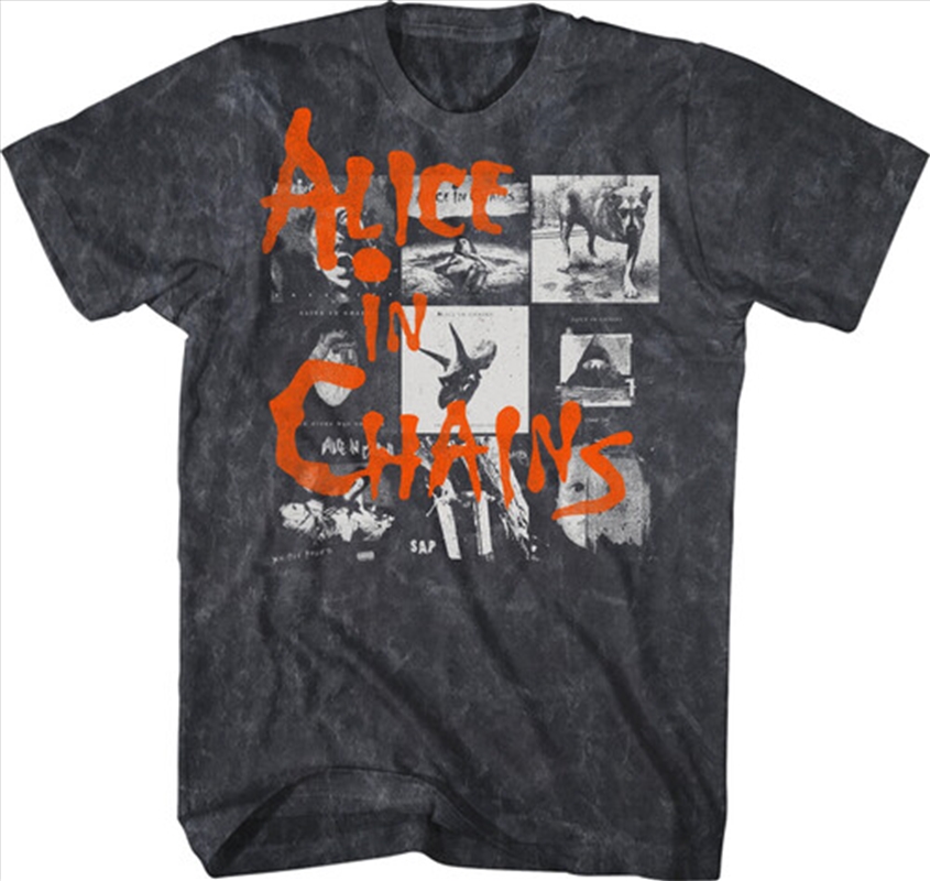 Alice In Chains - Album Covers Collage T-Shirt - Large Black Mineral Wash/Product Detail/Shirts
