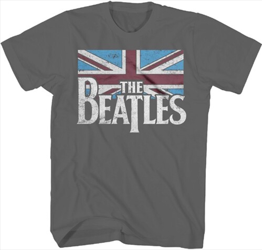 Beatles - Distressed Union Jack Flag T-Shirt - XL Charcoal/Product Detail/Shirts