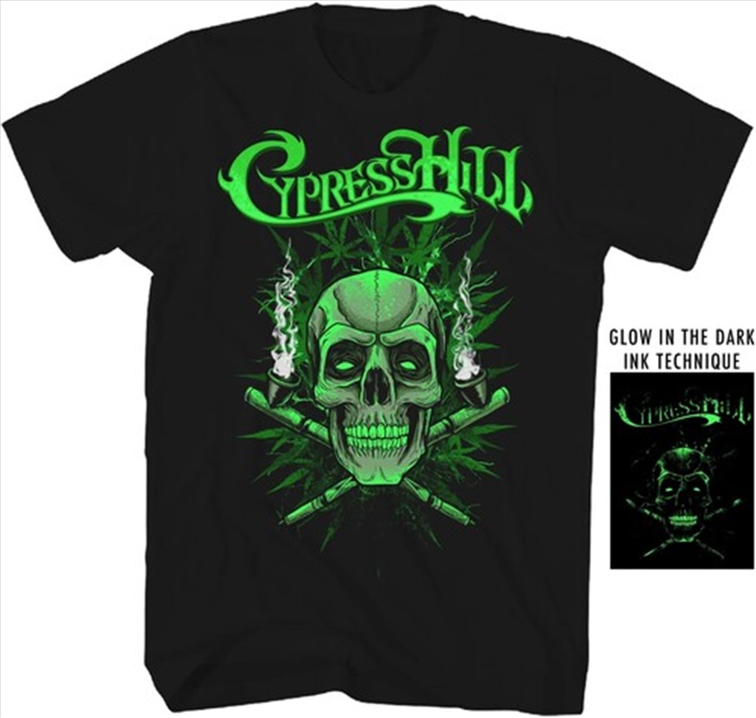 Cypress Hill - Ganja Skull Glow In The Dark - T-shirt - Large - Black/Product Detail/Shirts