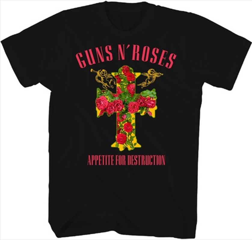 Guns N' Roses - Appetite for Destruction Rose Cross T-Shirt - Medium Black/Product Detail/Shirts