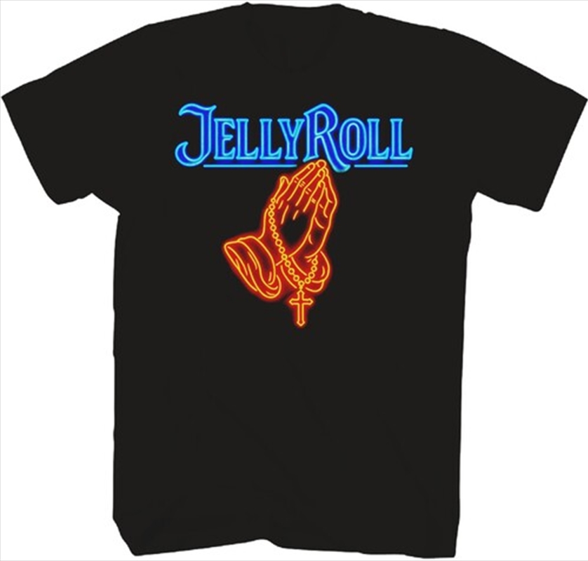 Jelly Roll - Neon Praying Hands T-Shirt - 2XL Black/Product Detail/Shirts