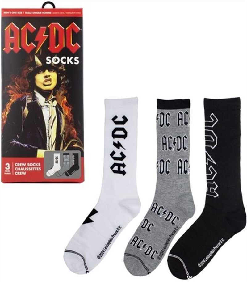 AC/DC - Crew Socks (Assorted Styles 3 Pack Gift Box)/Product Detail/Socks