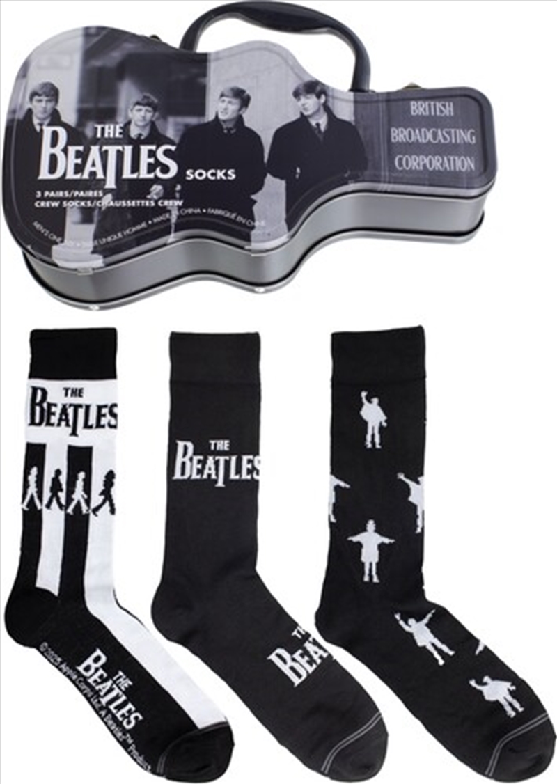 Beatles - BBC - Crew Socks (3 Pack Collector Guitar Shape Tin)/Product Detail/Socks