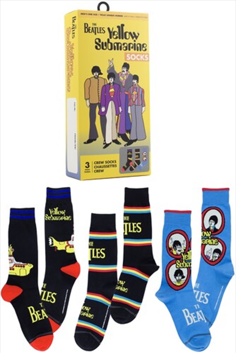 Beatles - Yellow Submarine - Crew Socks (Assorted Styles 3 Pack Gift Box)/Product Detail/Socks