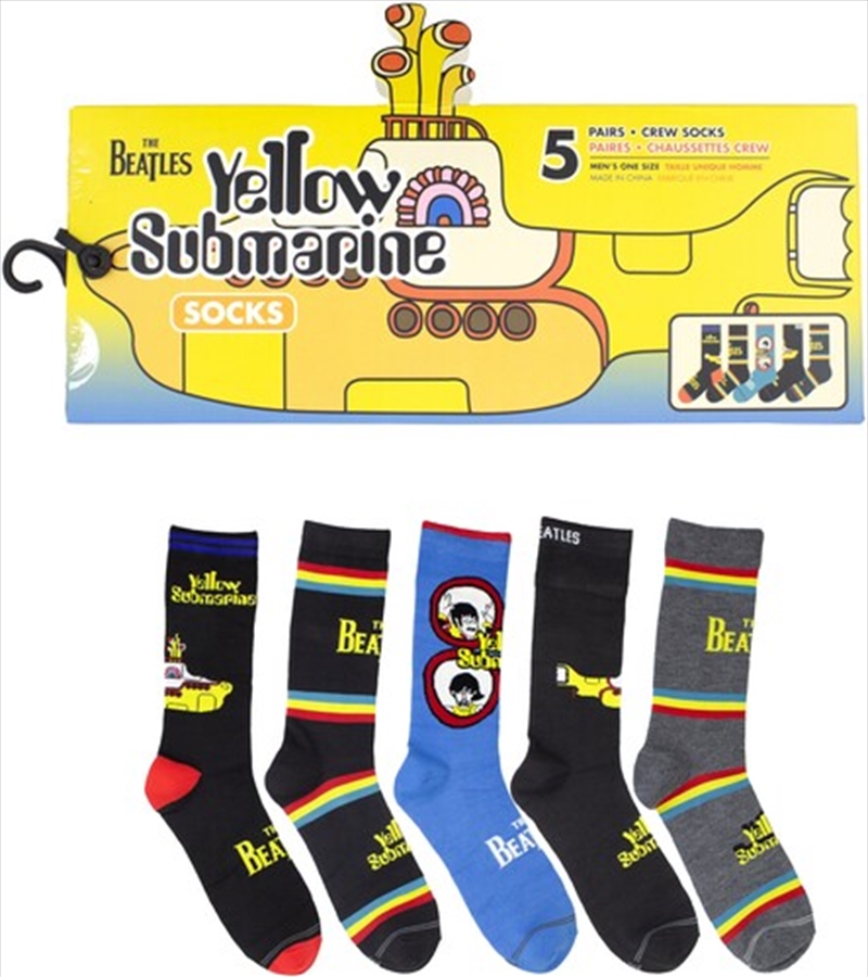 Beatles - Yellow Submarine - Crew Socks (Assorted Styles 5 Pack Gift Box)/Product Detail/Socks