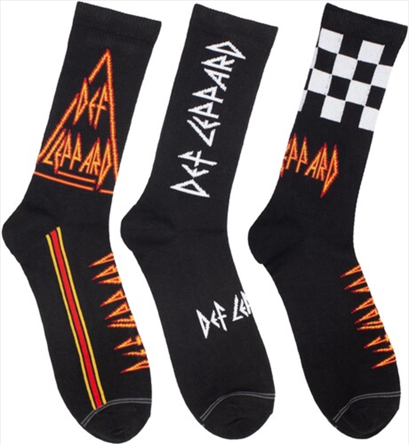 Def Leppard - Logo - Crew Socks (3 Pack)/Product Detail/Socks