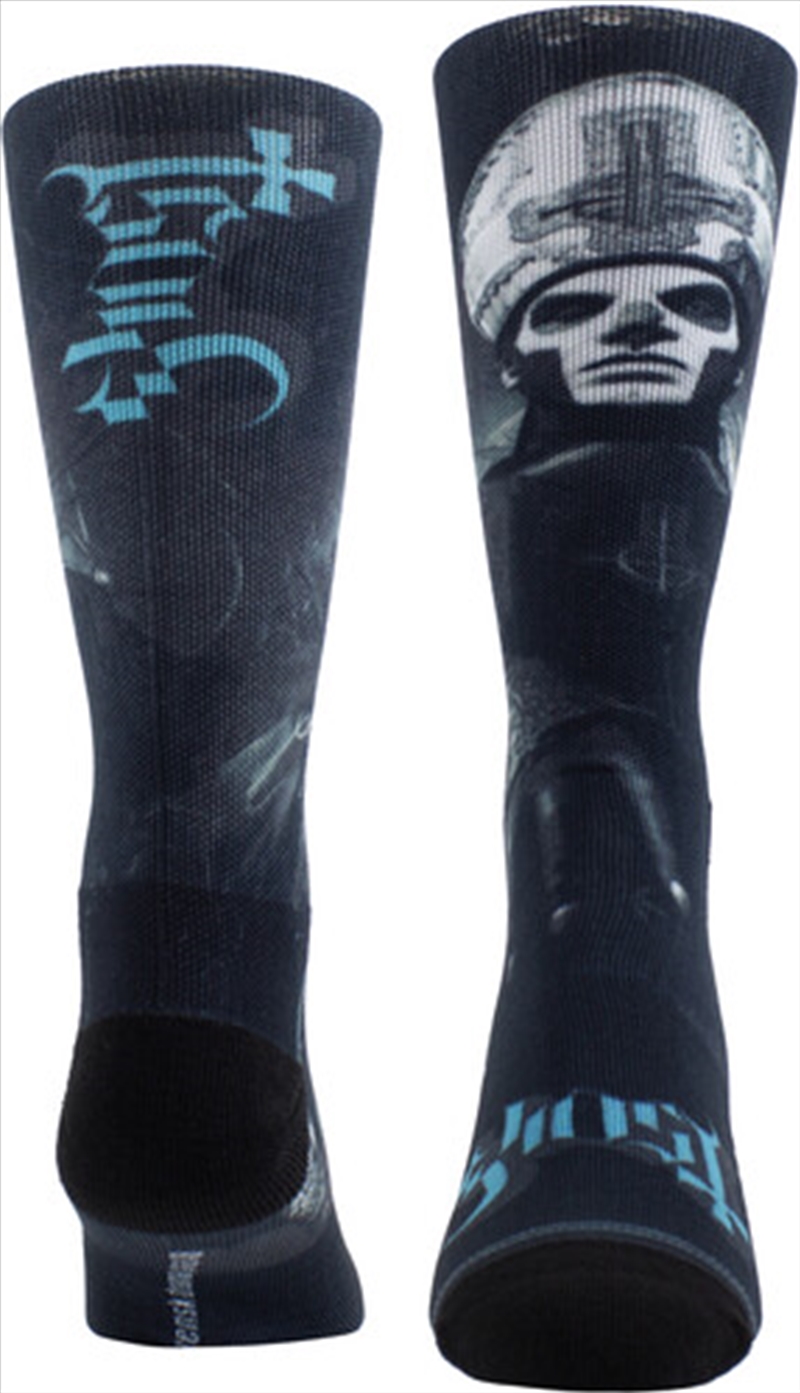 Ghost - Papa Emeritus Teal Logo Dye Sublimation - Crew Socks/Product Detail/Socks