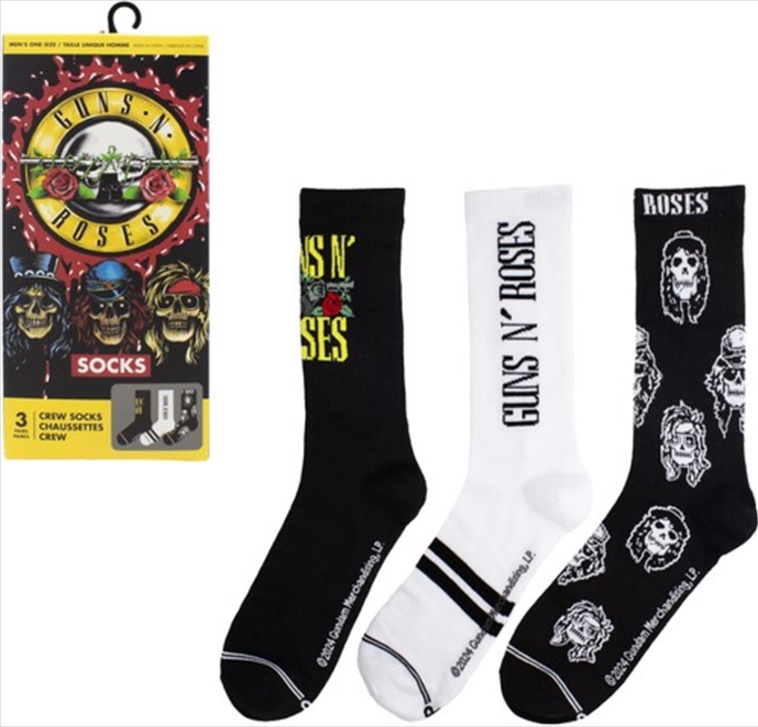 Guns N' Roses - Crew Socks (Assorted Styles 3 Pack Gift Box)/Product Detail/Socks