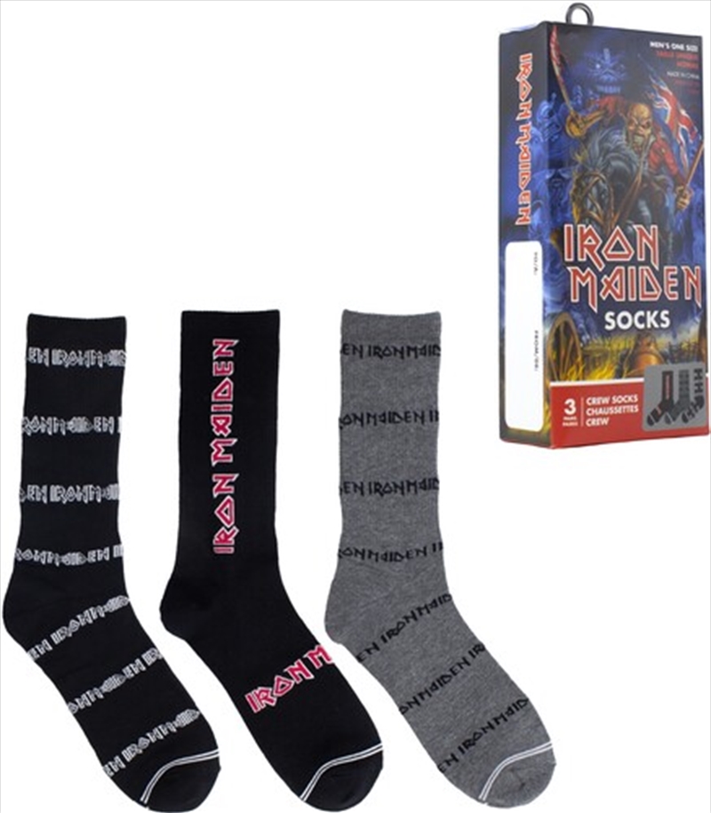 Iron Maiden - Crew Socks (Assorted Styles 3 Pack Gift Box)/Product Detail/Socks