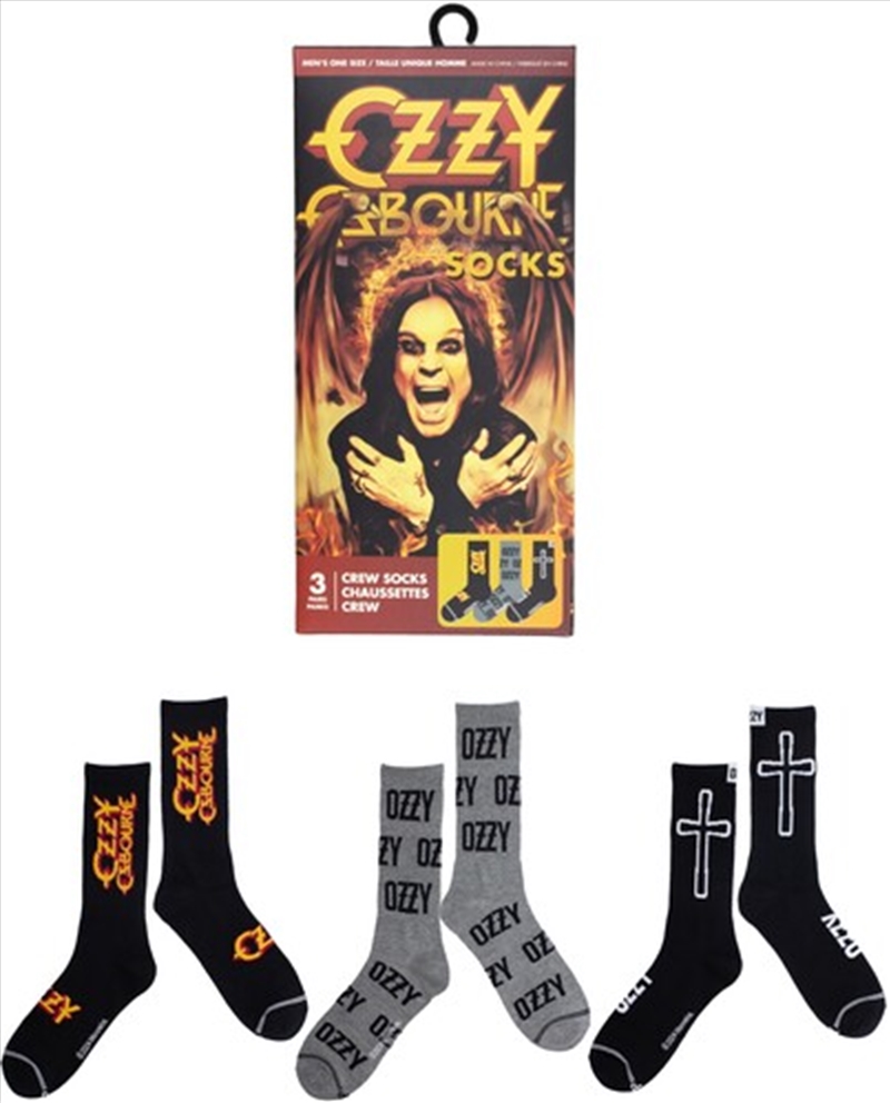 Ozzy Osbourne - Crew Socks (Assorted Styles 3 Pack Gift Box)/Product Detail/Socks