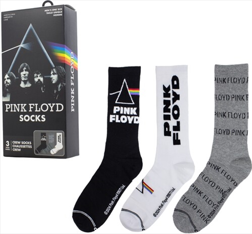 Pink Floyd - Crew Socks (Assorted Styles 3 Pack Gift Box)/Product Detail/Socks