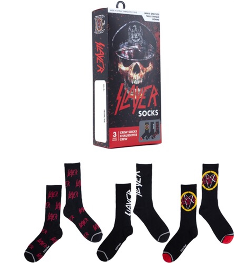Slayer - Crew Socks (Assorted Styles 3 Pack Gift Box)/Product Detail/Socks