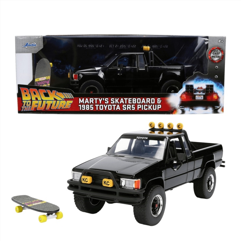 Back to the Future - 1:24 1985 Toyota SR5 Pickup Truck with Marty’s Skateboard Diecast Vehicle/Product Detail/Toys