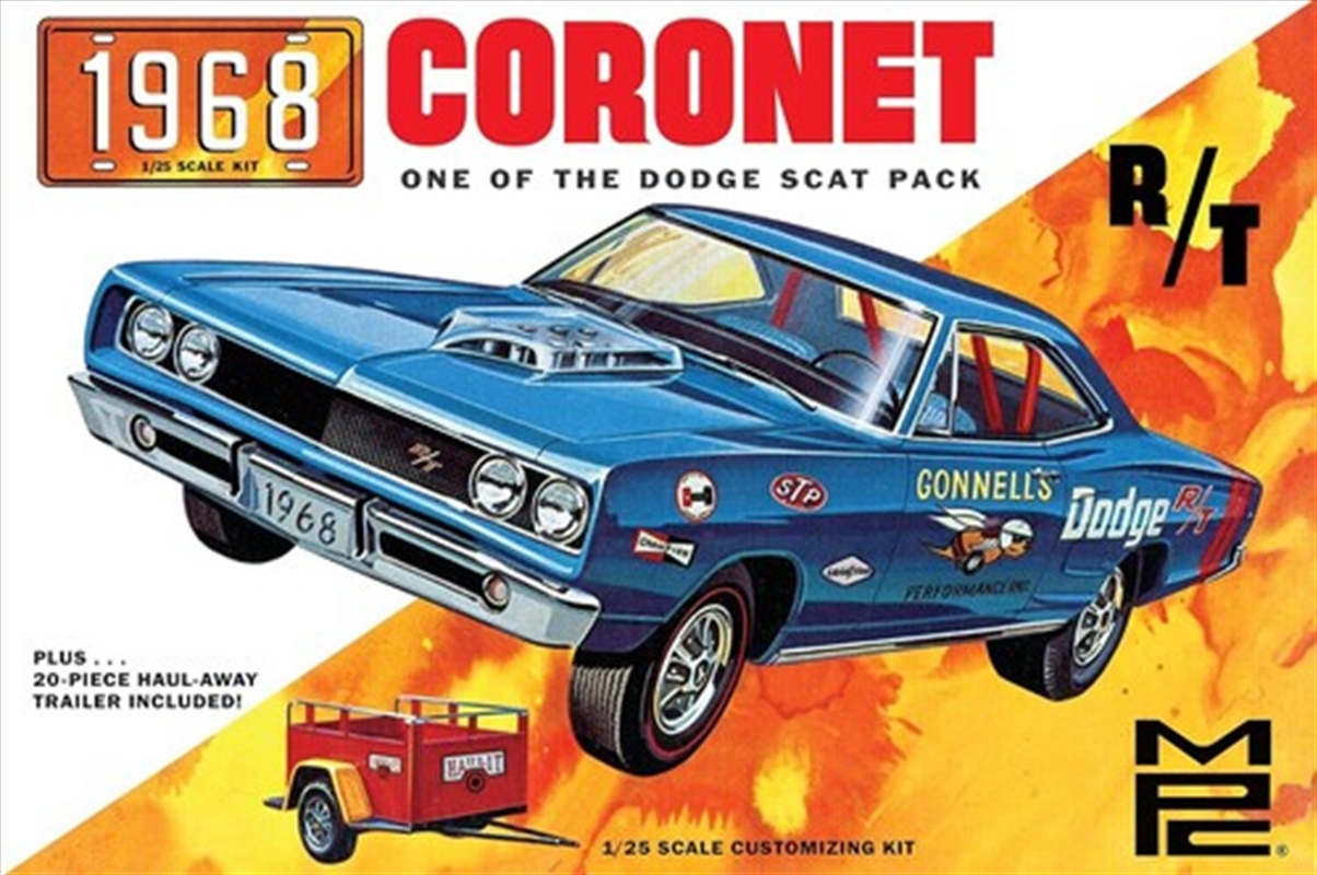 MPC 1968 Dodge Coronet Hardtop w/Trailer 1/25 Scale Model Kit/Product Detail/Figurines