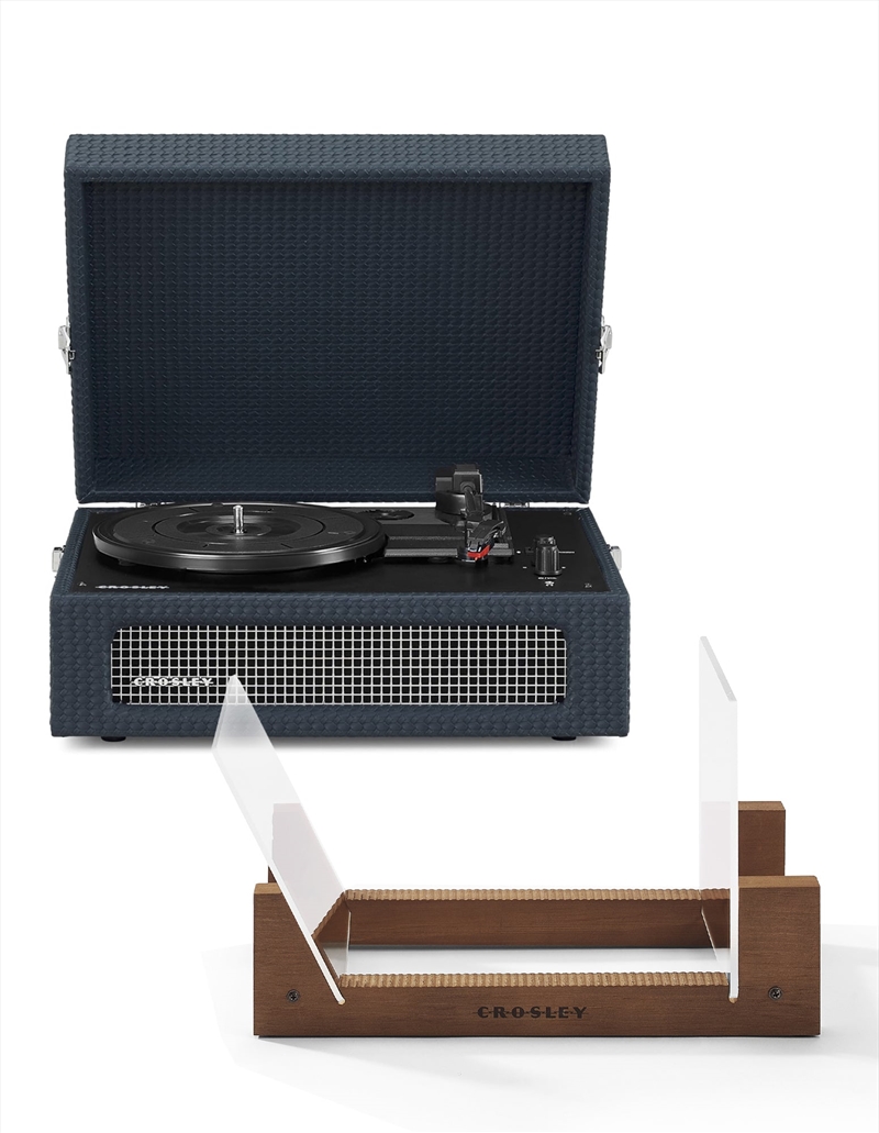 Crosley Voyager Bluetooth Portable Turntable + Bundled Crosley Record Storage Display Stand - Navy/Product Detail/Turntables
