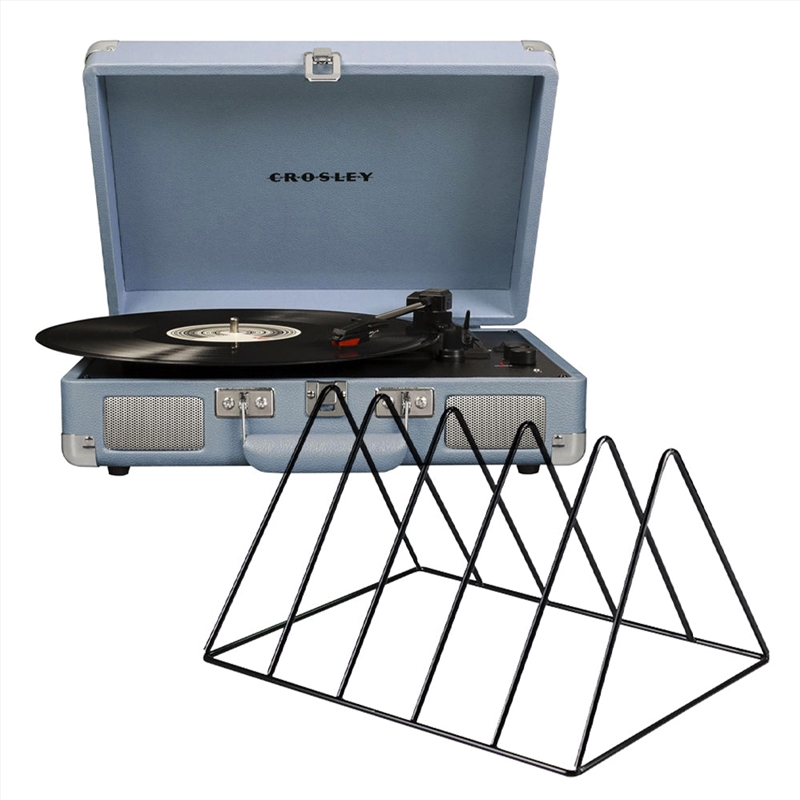 Crosley Cruiser Bluetooth Portable Turntable - Turquoise + Gadhouse Vinyl Rack Bundle - Black/Product Detail/Turntables