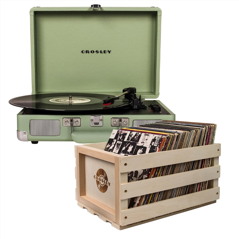 Crosley Cruiser Bluetooth Portable Turntable - Mint + Bundled Crosley Record Storage Crate/Product Detail/Turntables