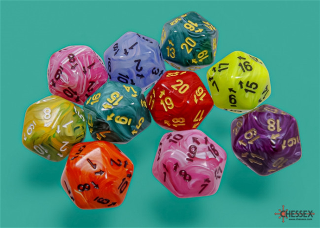 Chessex Bag of 10 Assorted Vortex Countup&down D20s/Product Detail/Dice Games