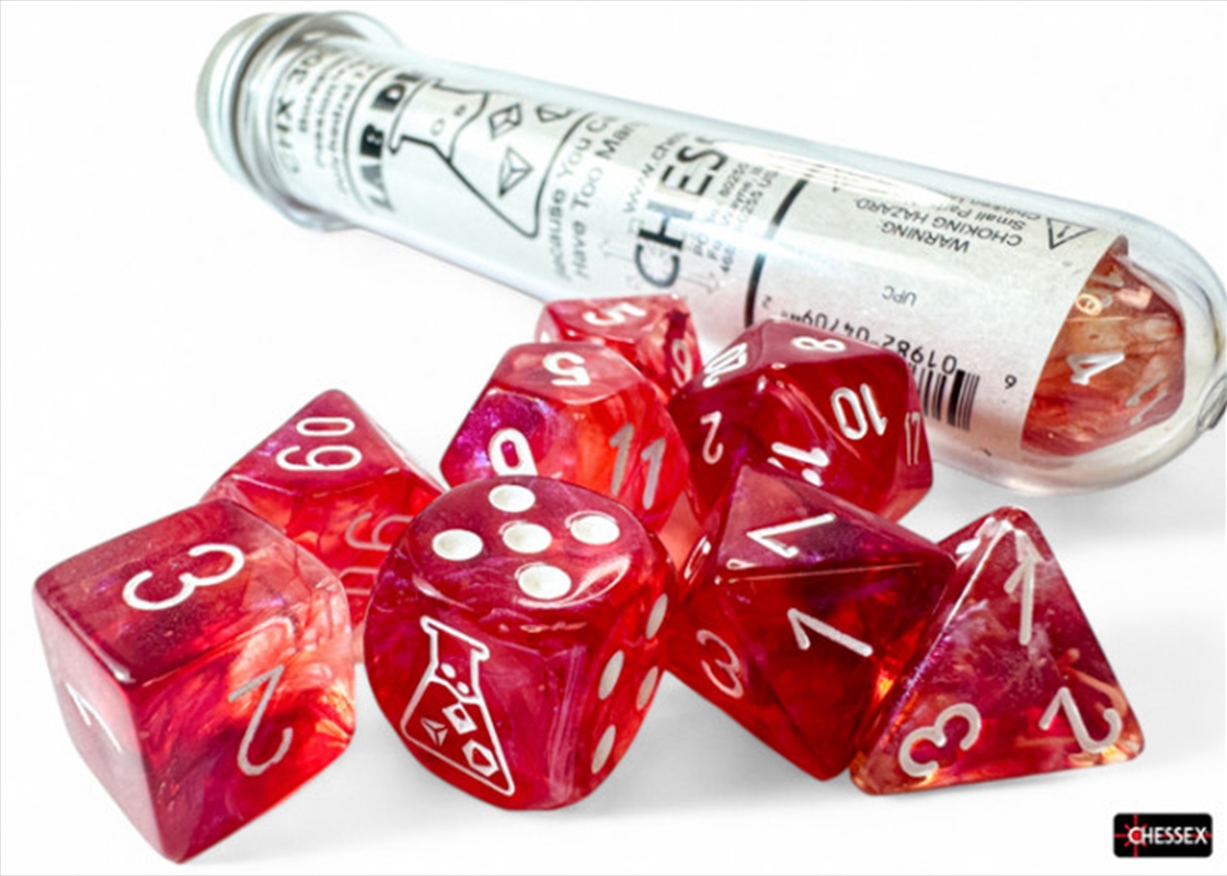 Chessex Lab Dice Polyhedral 7-Dice Set Borealis Passion/white Luminary (with bonus die)/Product Detail/Dice Games