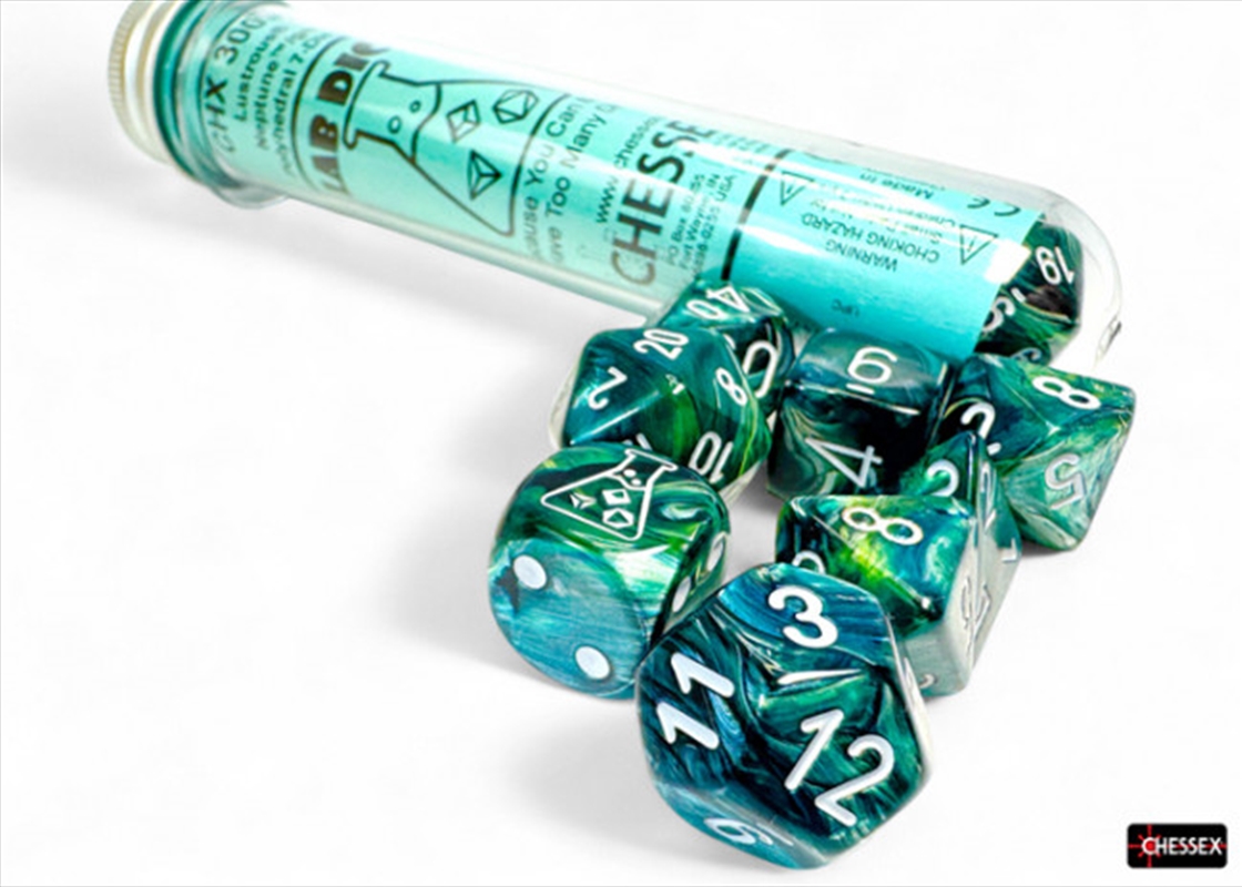 Chessex Lab Dice Polyhedral 7-Dice Set Lustrous Neptune/grey (with bonus die)/Product Detail/Dice Games