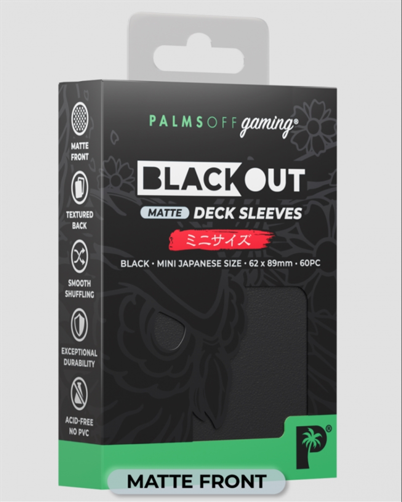 Palms Off Gaming - BLACKout Deck Sleeves - Japanese - 60pc - BLACK - Matte/Product Detail/Games Accessories