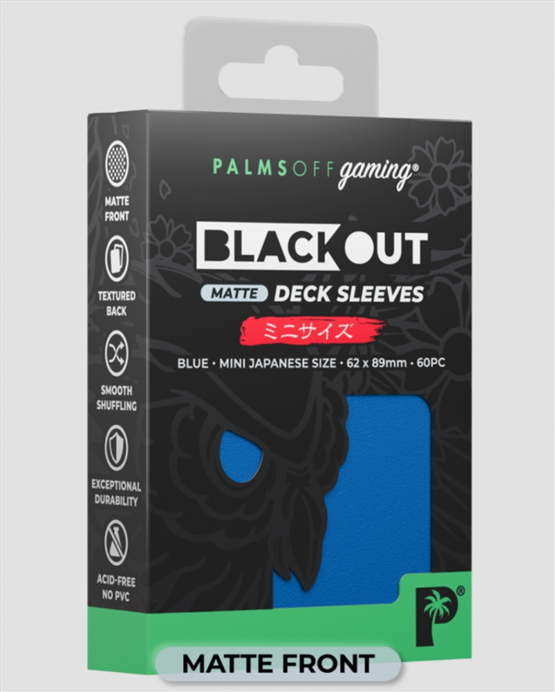 Palms Off Gaming - BLACKout Deck Sleeves - Japanese - 60pc - BLUE - Matte/Product Detail/Games Accessories